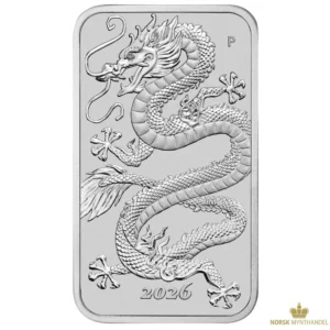 2026 Australia 1 oz Sølvmynt Dragon Coinbar BU