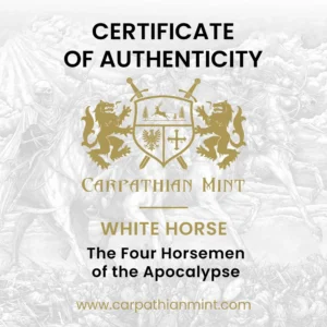 2023 Carpathian Mint 1 oz Sølv Four Horsemen - White Horse Bullion Round BU M/Kapsel