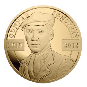 2024 Gibraltar 10 gram gullmynt Gunnar Sønsteby Proof Anmerkning M/Saflip & COA