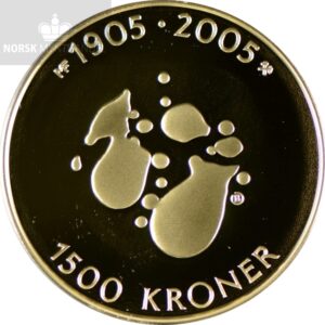 2004 Hundreårsmynten 1500 Kroner 1/2 oz Gull Nr. 2 Proof M/Kapsel