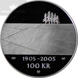 2003 Norge 1 oz Sølvmynt 100 Kroner Hundreårsmynten Nr. 1 Proof Anmerkning M/Kapsel