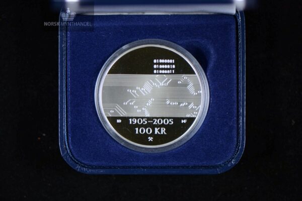 2005 Norge 1 oz Sølv 100 Kroner Hundreårsmynten Nr. 3 Proof M/Etui & COA - Bilde 3