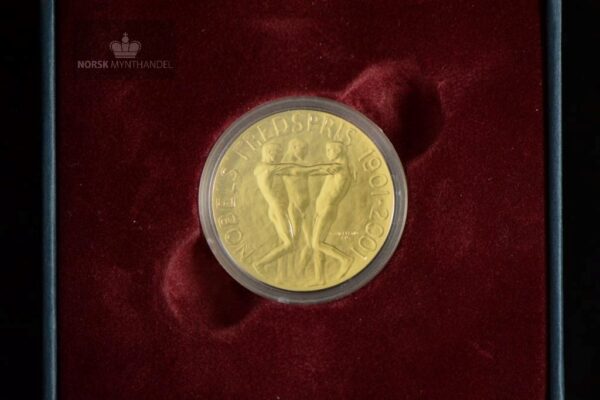 2001 Norge 1/2 oz Gull 1500 Kroner Nobels Fredspris 100 år Proof M/Etui & Garantibevis - Bilde 3