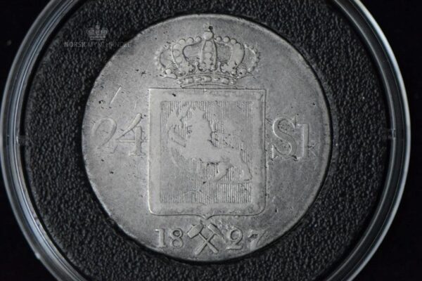 1827 Norge 24 Skilling Kv 1 M/Myntkapsel