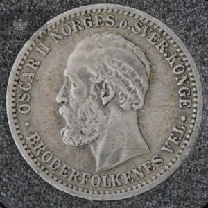 1898 50 Øre Kv 1 M/Myntkapsel "Lite Riss" #2