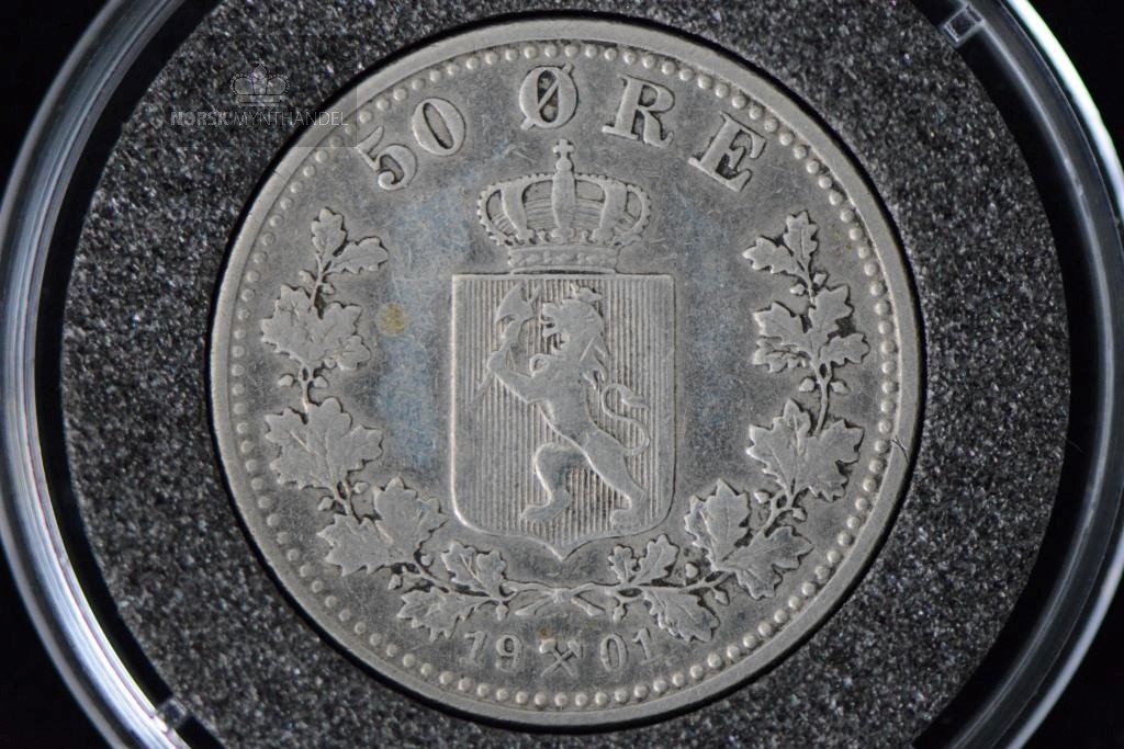 1901 50 Øre Kv 1 M/Myntkapsel #2