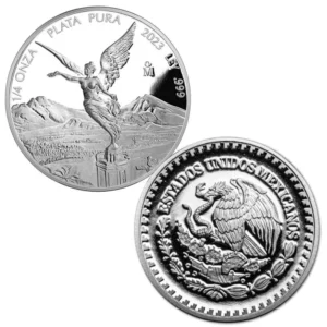 2023 Mexico 1,9 oz Sølv 5 Coin Silver Libertad Proof Sett M/Etui & COA