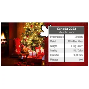 2022 Canada 1 oz Sølv Maple Leaf X-Mas Gnomes Farget BU Spesial Utgave