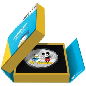 2023 Niue 3 oz Sølv Disney™ Mickey & Friends – Mickey & Donald Farget Proof M/Etui & COA