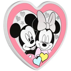 2023 Niue 1 oz Sølv Disney™ Love Series - Mickey & Minnie Farget Proof M/Etui & COA