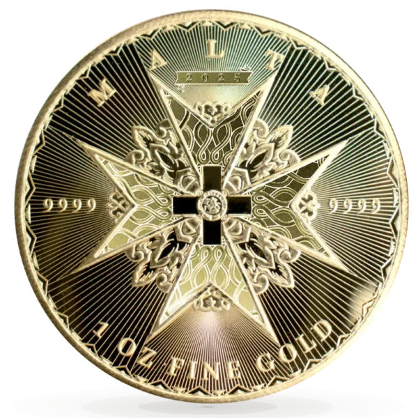 2025 Malta 1 oz Gull 100€ Maltese Cross BU M/Kapsel