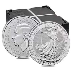 2026 Storbritannia Sølv Britannia 500 x 1 oz Monsterboks (500 oz)