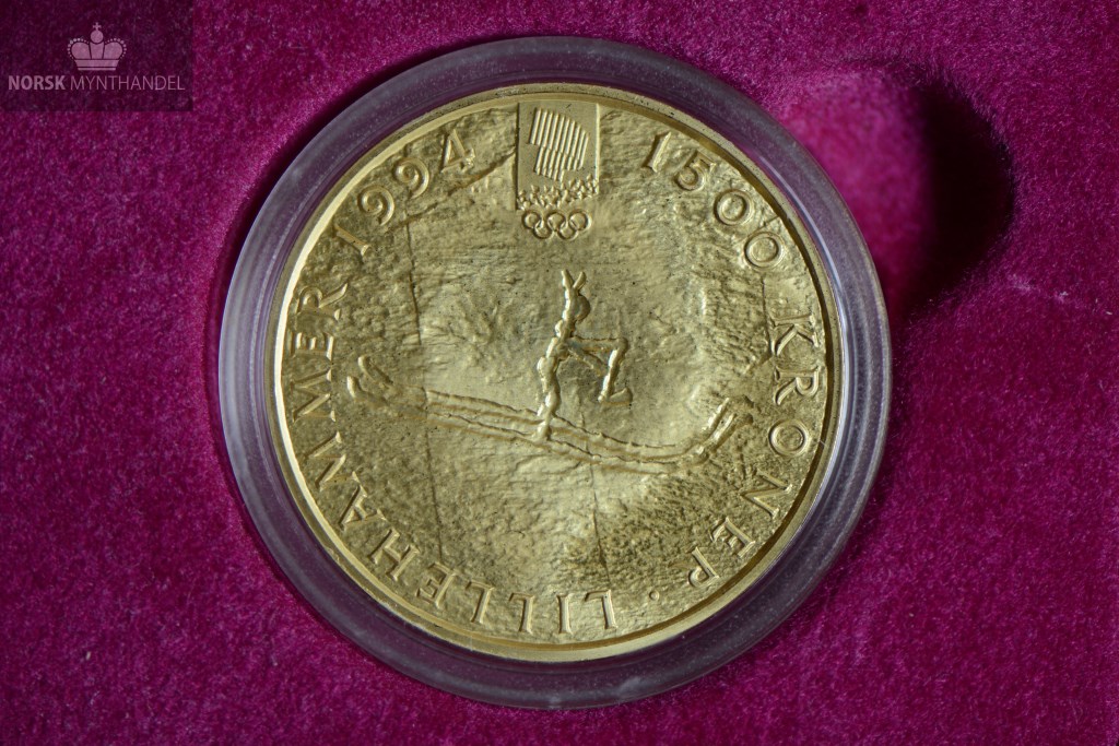 1991 Norge 1/2 oz Gullmynt 1500 Kroner OL Lillehammer Rødøymannen Nr. 1 Proof Anmerkning M/Kapsel - Bilde 3