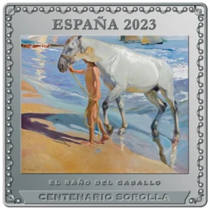2023 Spania 1 oz Sølv Joaquin Sorolla - El Baño Del Caballo / Saliendo del baño Farget Proof M/Etui & COA