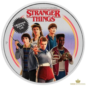 2026 Tuvalu 1 oz Sølvmynt Stranger Things - Friends Don`t Lie Farget M/Etui & COA