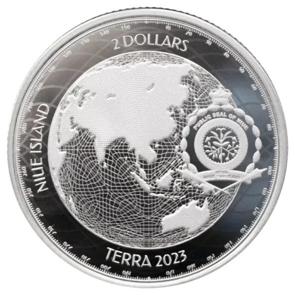2023 Niue 1 oz Sølv Terra BU M/Kapsel - Bilde 2