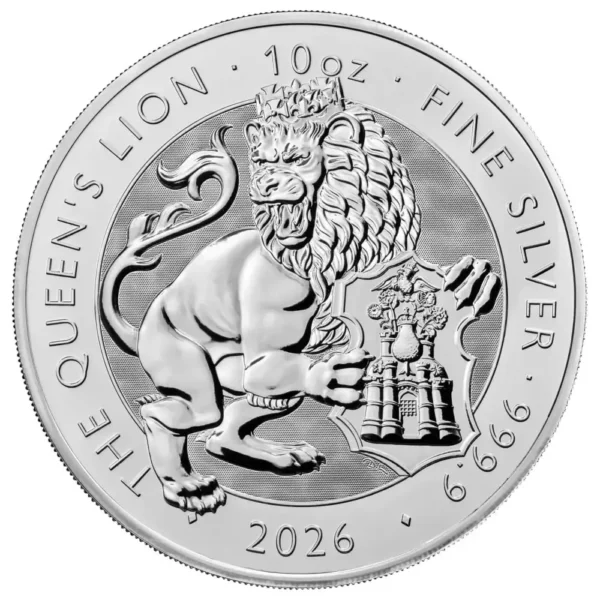 2026 Storbritannia 10 oz Sølv Tudor Beasts - Queen`s Lion BU M/Kapsel
