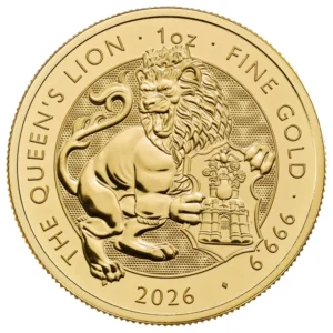 2026 Storbritannia 1 oz Gull Tudor Beasts - Queen`s Lion BU M/Air-tite kapsel