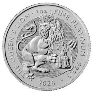 2026 Storbritannia 1 oz Platinamynt Tudor Beasts -The Queen`s Lion BU M/Air-tite kapsel
