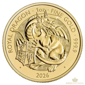 2026 Storbritannia 1 oz Gullmynt Tudor Beasts - Royal Dragon BU M/Air-tite kapsel