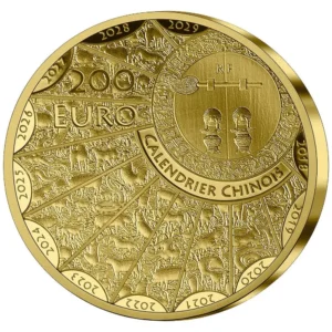 2024 Frankrike 1 oz Gull 200€ Lunar Year of the Dragon Proof M/Etui & COA