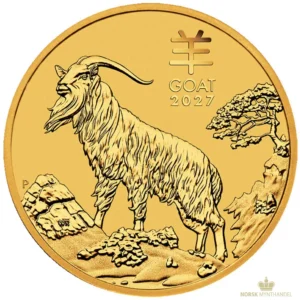 2027 Australia 1/10 oz Gullmynt Lunar S3 Year of the Goat BU M/Kapsel "Forhåndssalg"