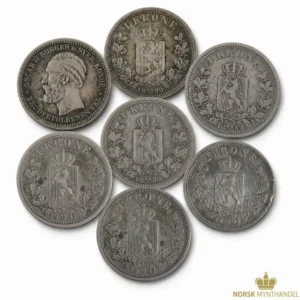 1877-1904 Norge 1 Krone Sølvmynt Oscar II Sirkulert - Tilfeldig årstall