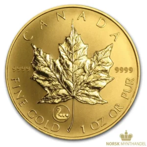 2001 Canada 1 oz Gullmynt Maple Leaf Viking Privy BU M/Air-tite kapsel