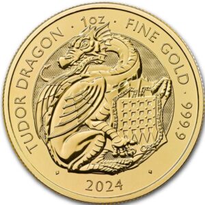 2024 Storbritannia 1 oz Gullmynt Tudor Beasts -The Welsh Dragon BU M/Air-tite kapsel