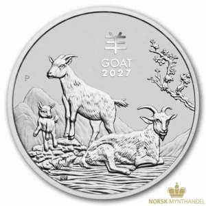 2027 Australia 1/2 oz Sølvmynt Lunar S3 Year of the Goat BU M/Kapsel