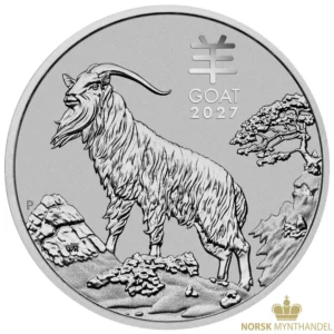 2027 Australia 1 oz Platinamynt Year of the Goat BU M/Kapsel
