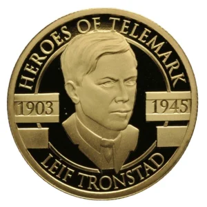 2023 Gibraltar 10 gram gullmynt Heroes of Telemark - Leif Tronstad Proof Anmerkning M/Saflip & COA