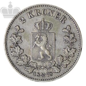 1878 Norge 2 Kroner Kv 1+ M/Myntkapsel