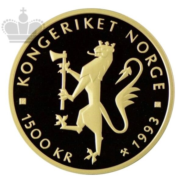 1993 Norge 1/2 oz Gull 1500 Kroner Sykkel VM Proof M/Kapsel - Bilde 2