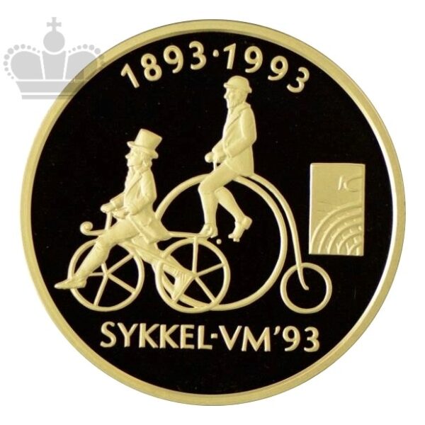 1993 Norge 1/2 oz Gull 1500 Kroner Sykkel VM Proof M/Kapsel