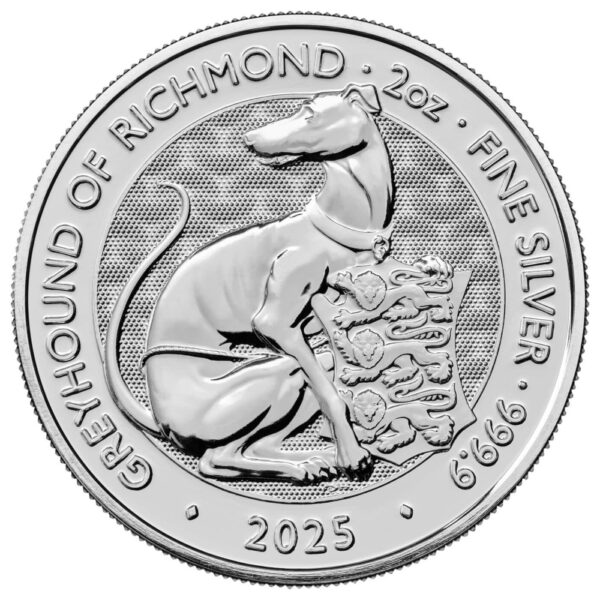 2025 Storbritannia 2 oz Sølv Tudor Beasts - Greyhound BU