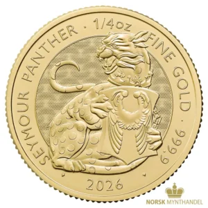 2026 Storbritannia 1/4 oz Gullmynt Tudor Beasts - Seymour Panther BU M/Air-tite kapsel
