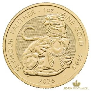 2026 Storbritannia 1 oz Gullmynt Tudor Beasts - Seymour Panther BU M/Air-tite kapsel