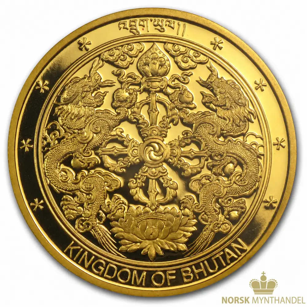 2002 Bhutan 1 oz Gullmynt Royal Society for the Protection of Nature - Elephant Anmerking M/Kapsel - Bilde 2