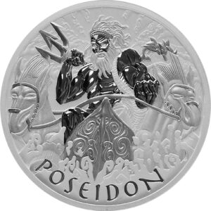 2021 Tuvalu 1 oz Sølvmynt Gods of Olympus Poseidon BU M/Kapsel